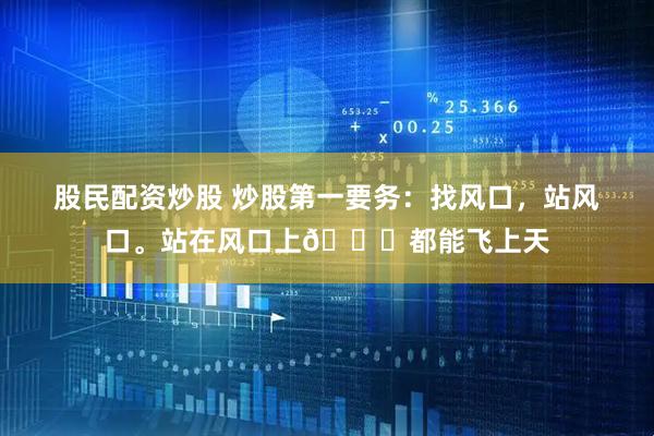 股民配资炒股 炒股第一要务:找风口,站风口。站在风口上🐖都能飞上天